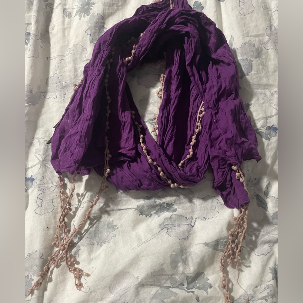 Element Dark Purple Scarf with Tassels